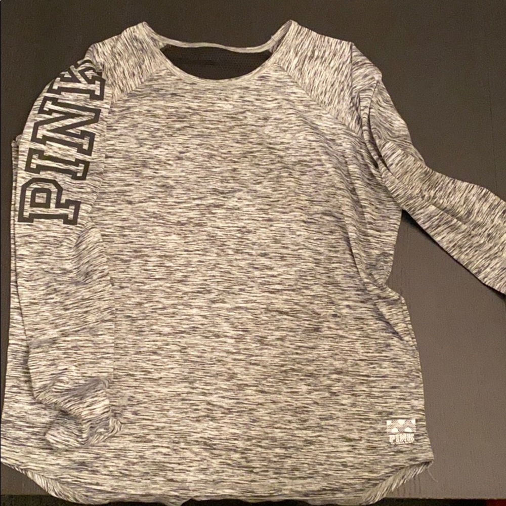 PINK black and white long sleeve shirt mesh back M